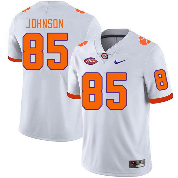 Men #85 Charlie Johnson Clemson Tigers College Football Jerseys Stitched Sale-White - Click Image to Close
